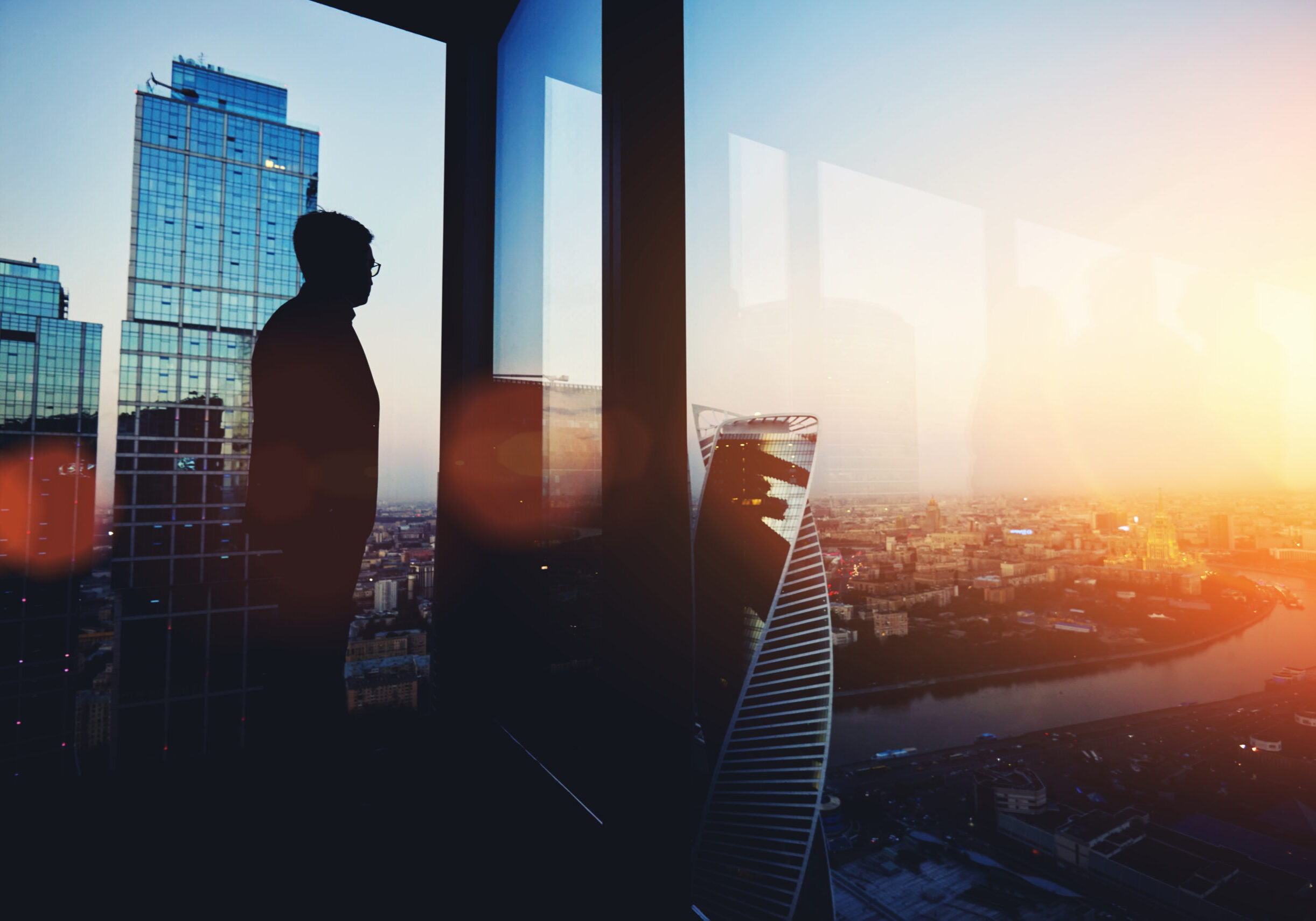 Silhouette,Of,Young,Intelligent,Man,Managing,Director,Resting,After,Late